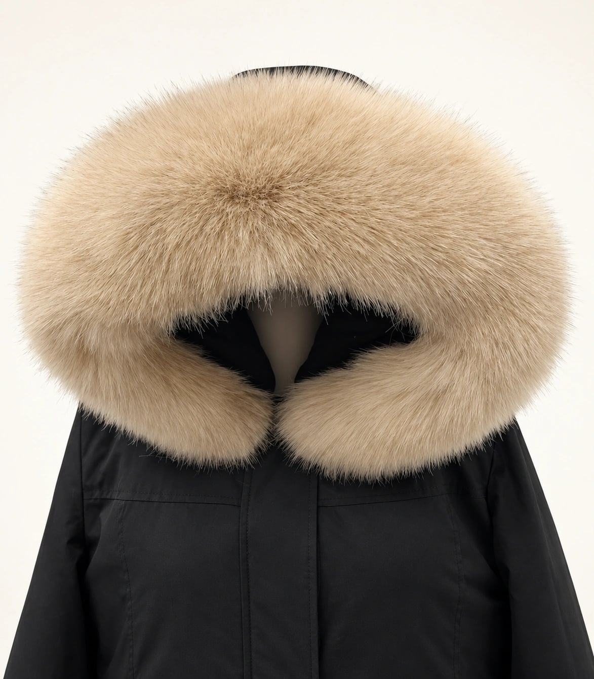 Faux Fur Trim Hood Replacement Collar (Dark khaki Fox) – product image