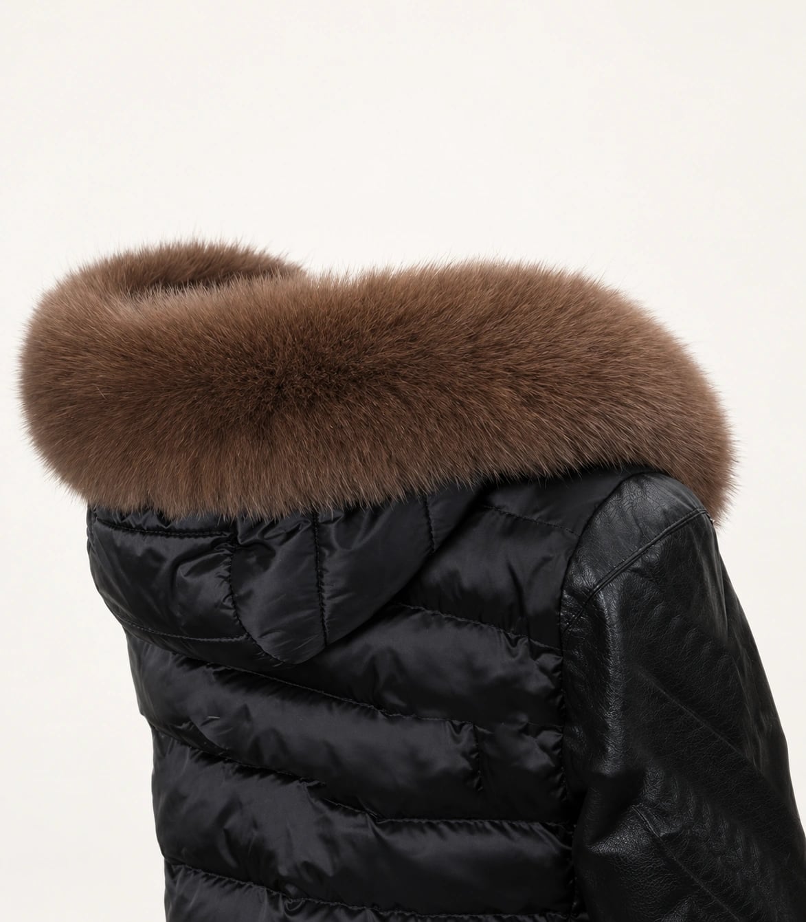 Handmade Premium Fox Fur Trim Hood Replacement Collar (Brown)
