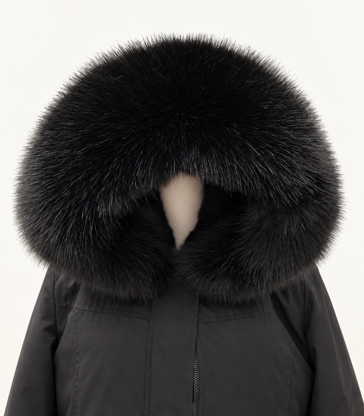 Faux Fur Trim Hood Replacement Collar (Black Fox) – product image