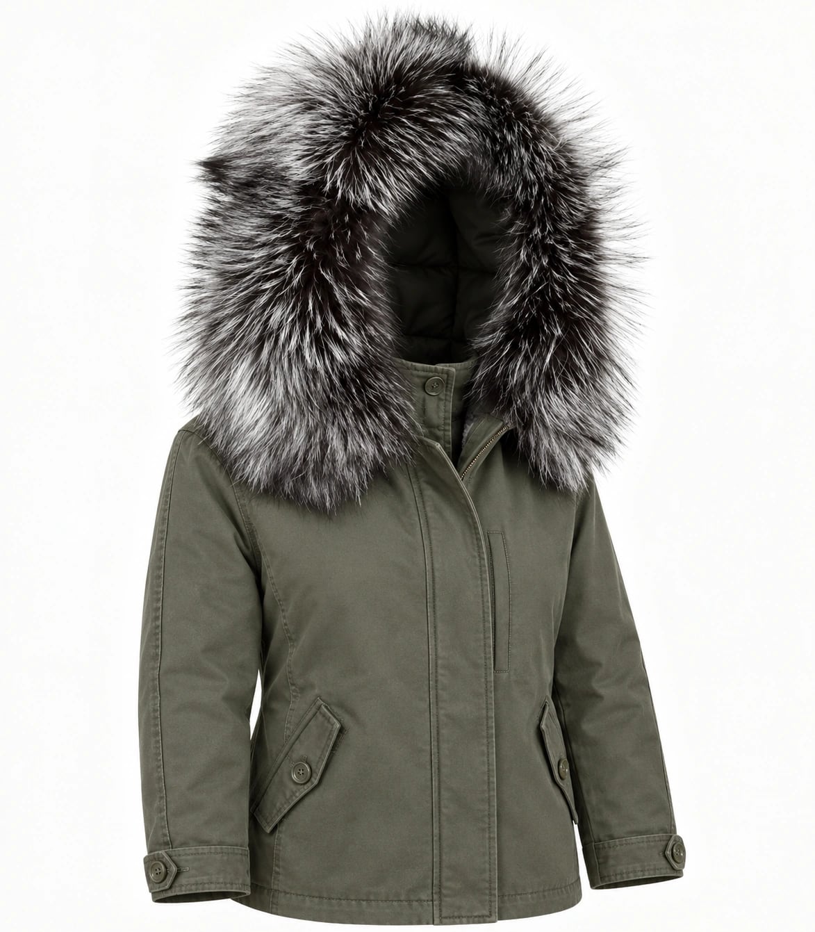 Premium Silver Fox Fur Trim Hood Replacement Collar