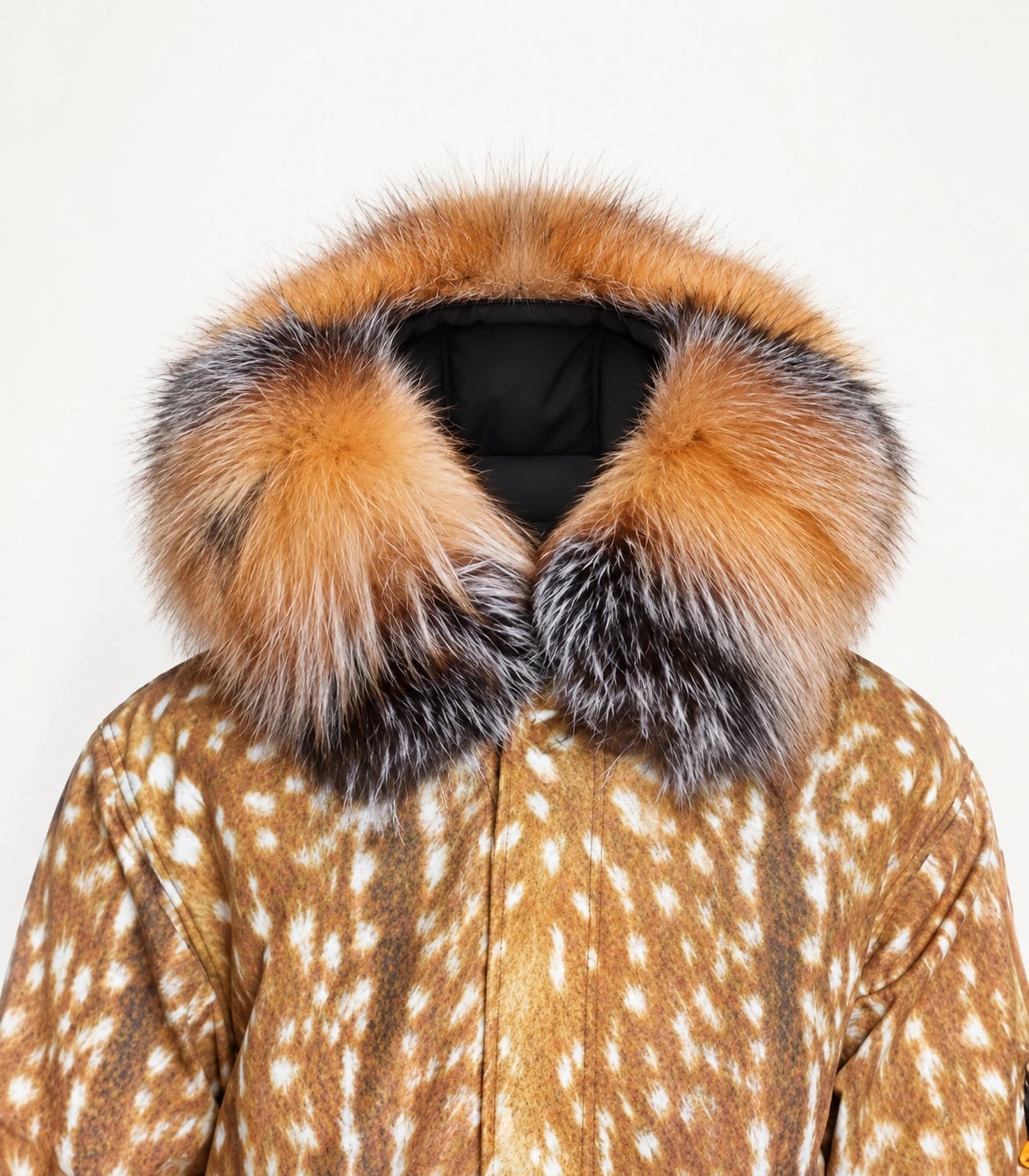 Another view of Raccoon Fur Trim Replacement Collar (Arctic Doe)