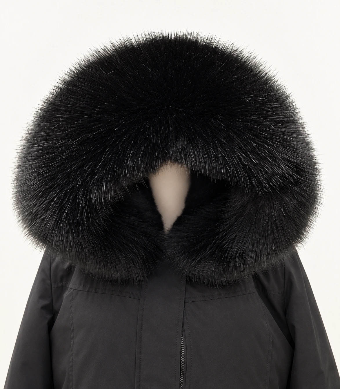 Faux Fur Trim Hood Replacement Collar (Black Fox) – product image