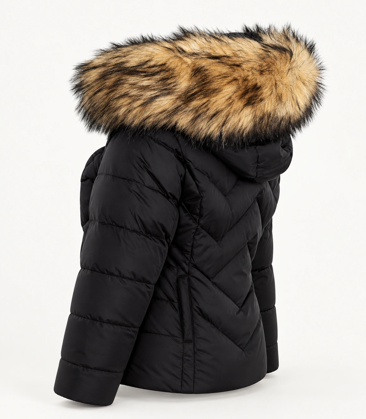 Faux Fur Trim Hood Replacement Collar (Black And Natural) – product image
