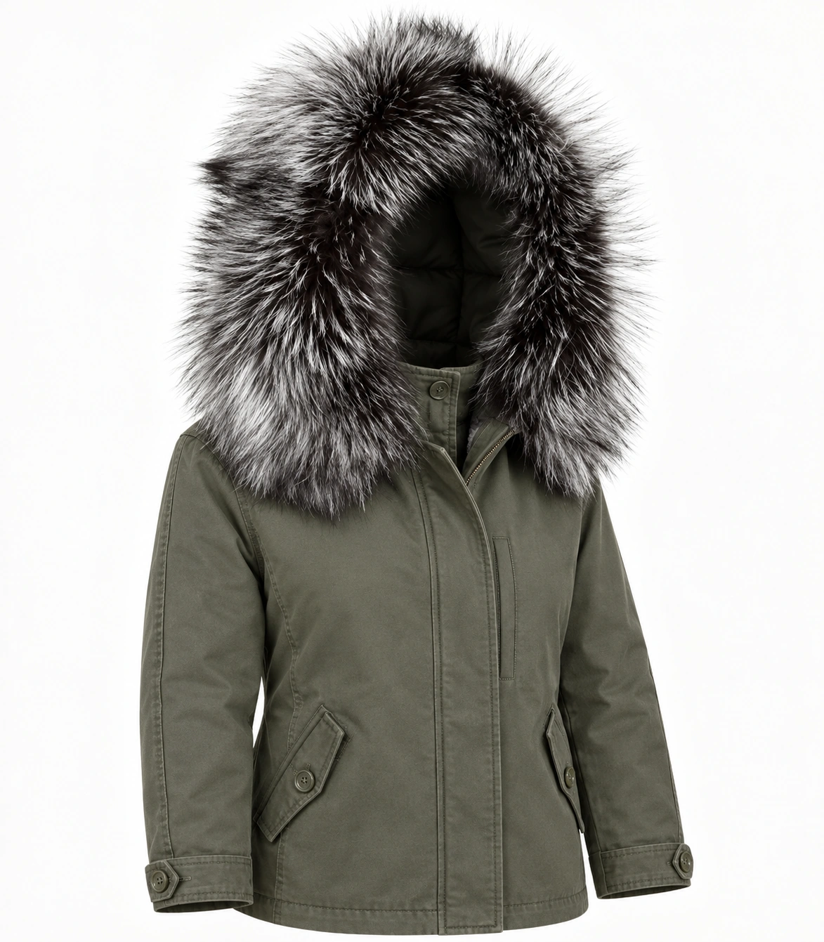 Premium Silver Fox Fur Trim Hood Replacement Collar