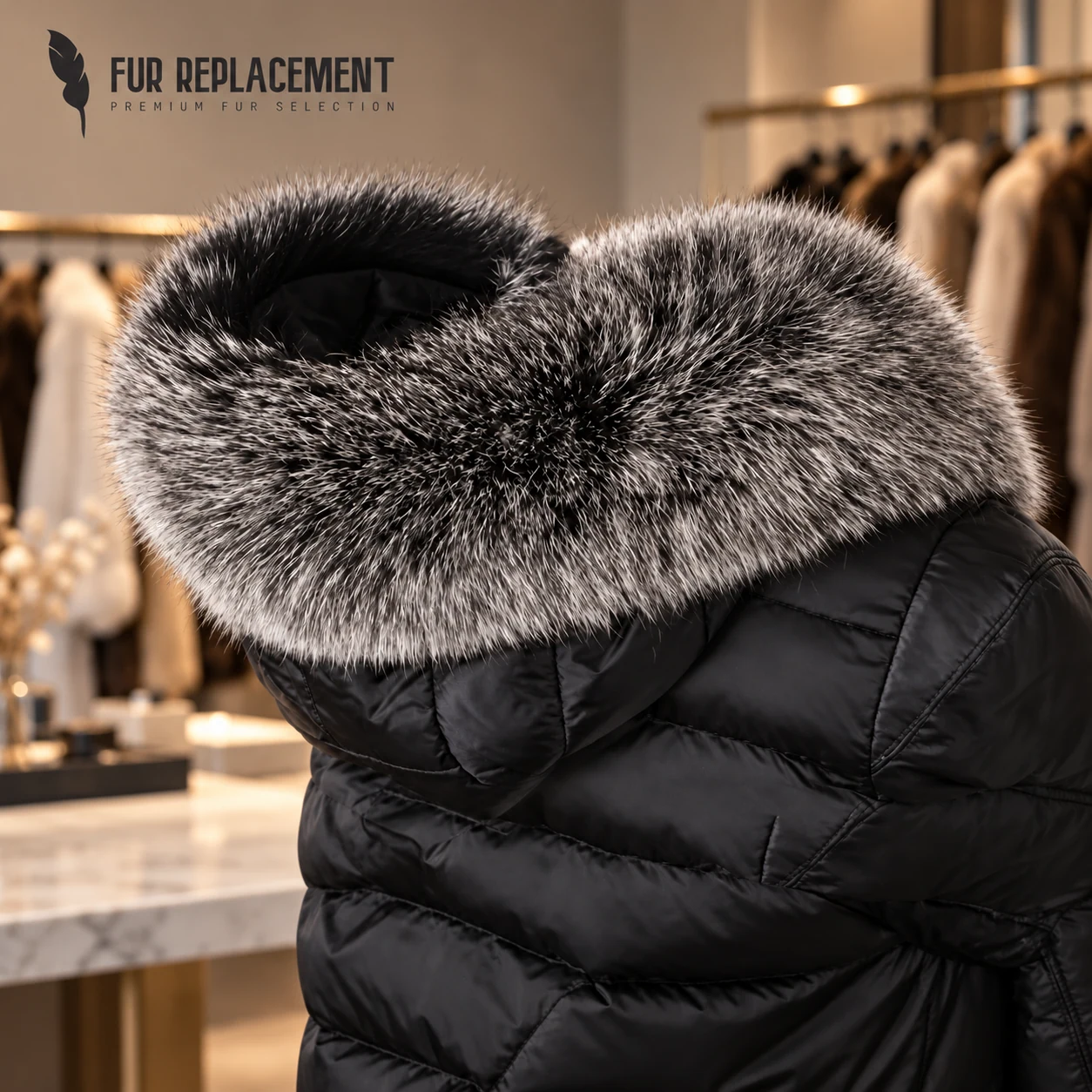 Custom Fox Fur Trim Hood Replacement Collar (Frosted)