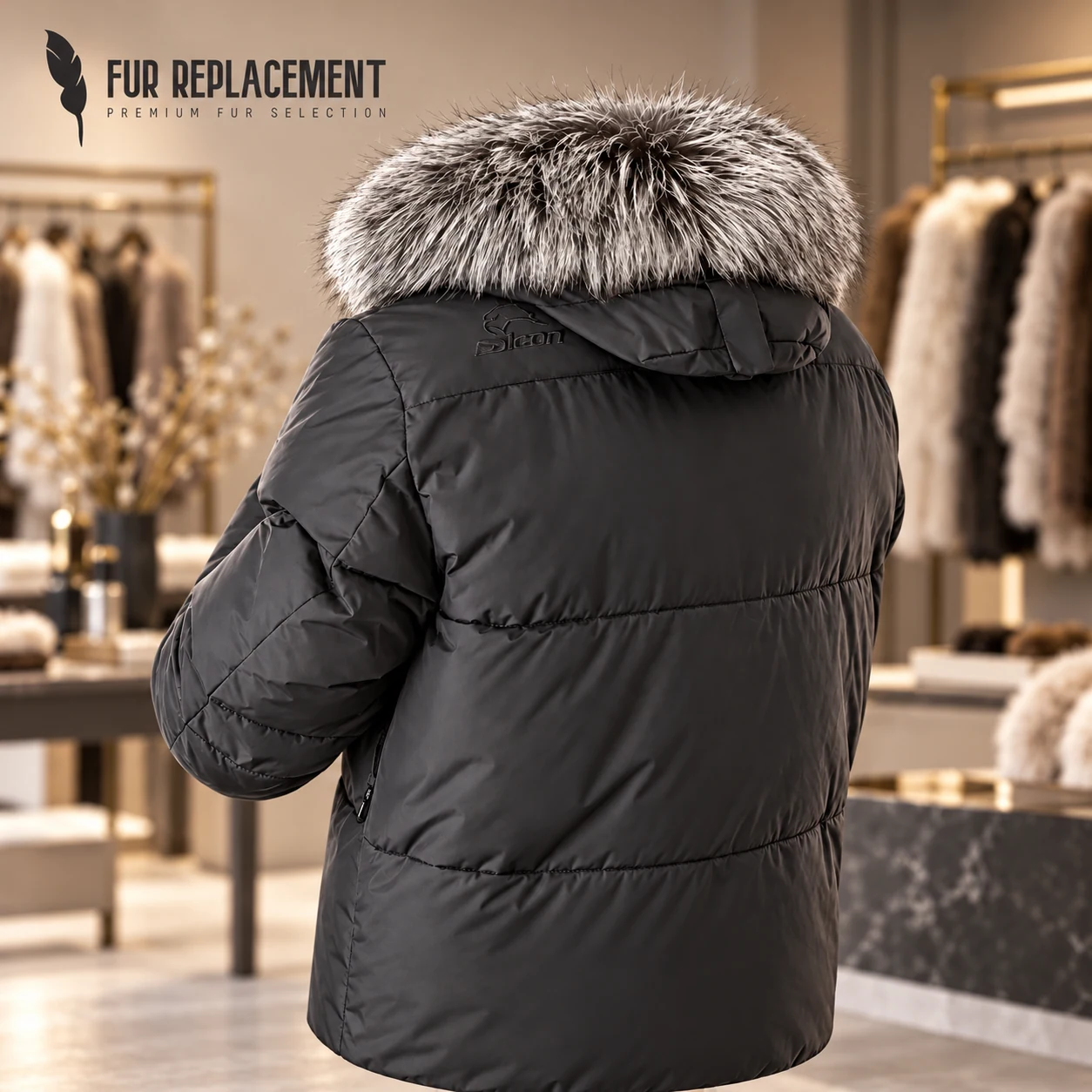 Custom Silver Fox Fur Trim Hood Replacement Collar