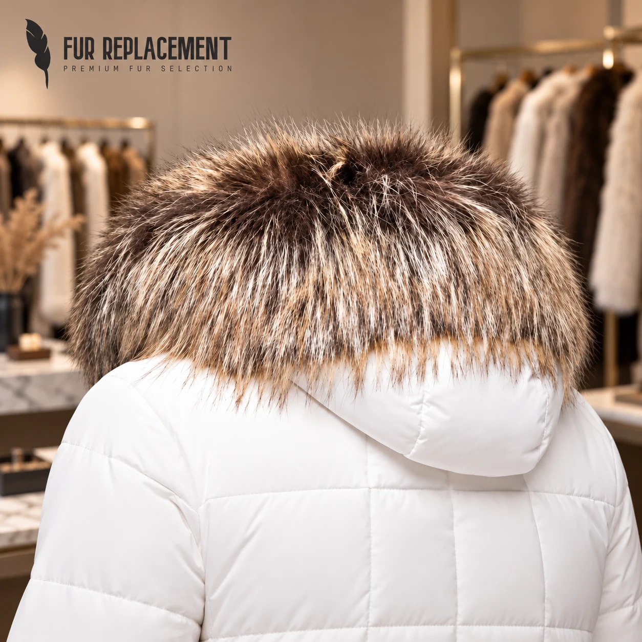Faux Fur Trim Hood Replacement Collar (Hazel) shown in the Fur Replacement atelier