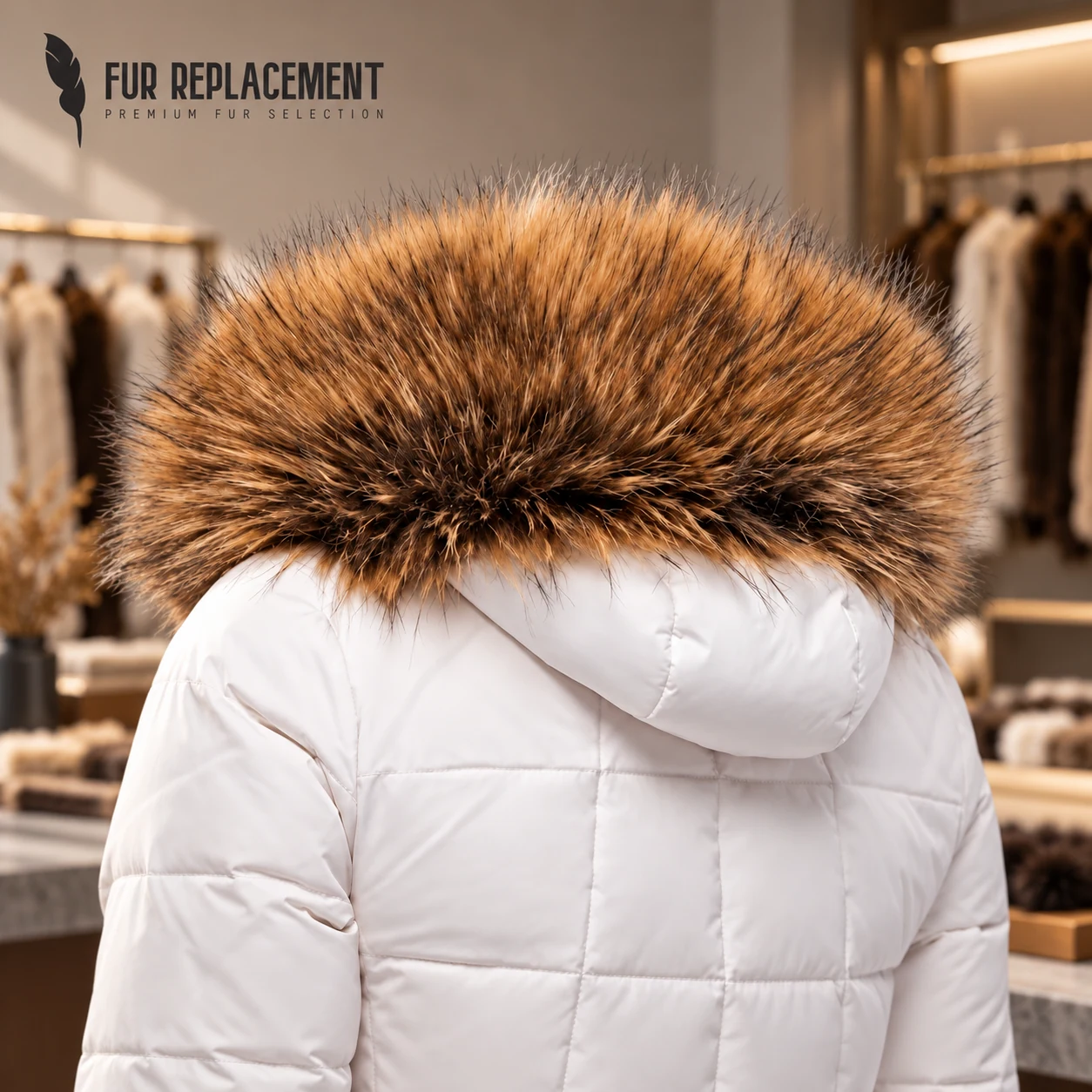Faux Fur Trim Hood Replacement Collar (Orange Raccoon) – product image