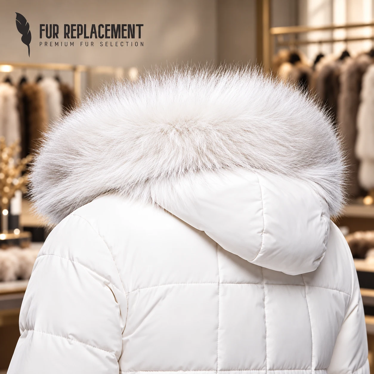 Faux Fur Trim Hood Replacement Collar (White Raccoon) – product image