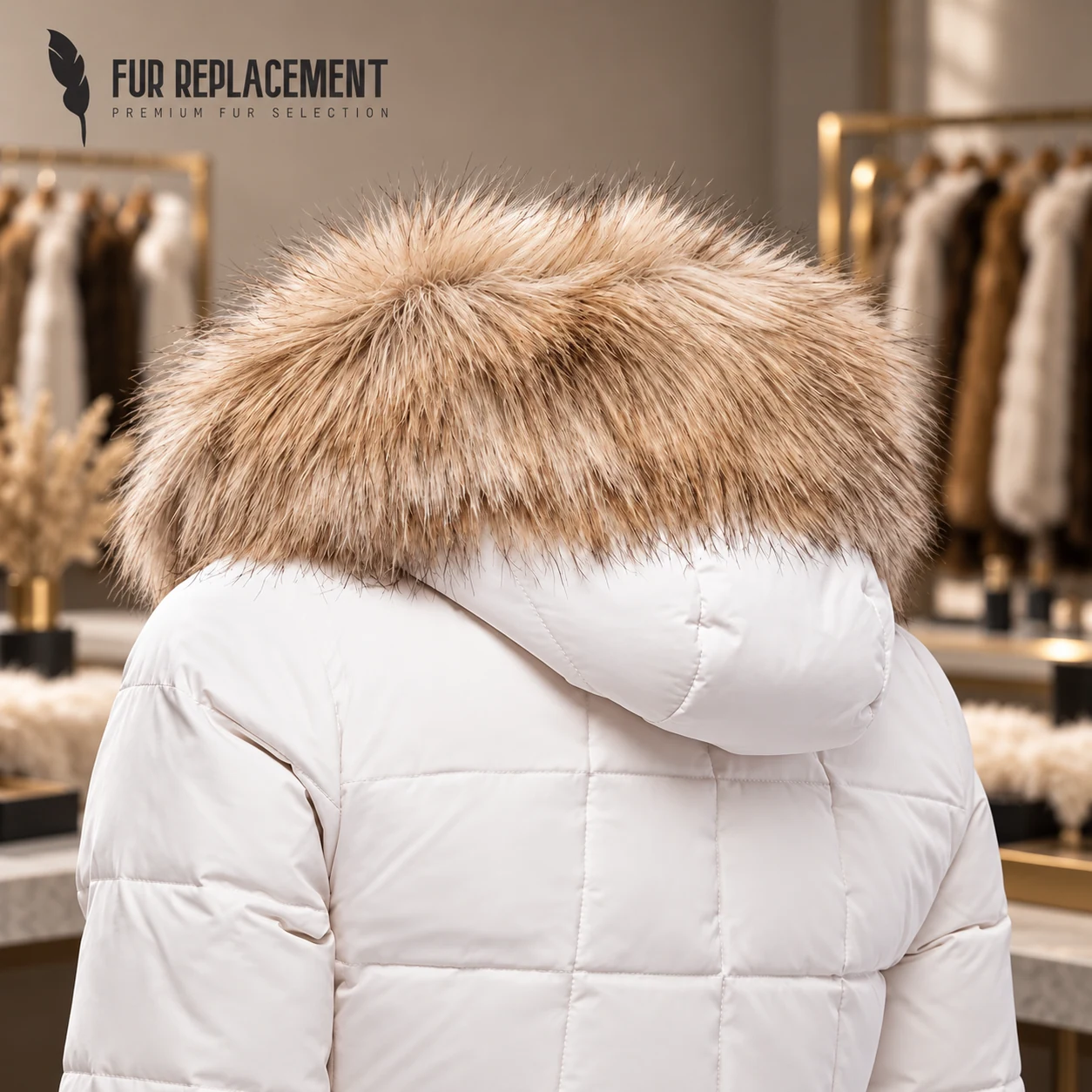 Faux Fur Trim Hood Replacement Collar (Wolf) – product image