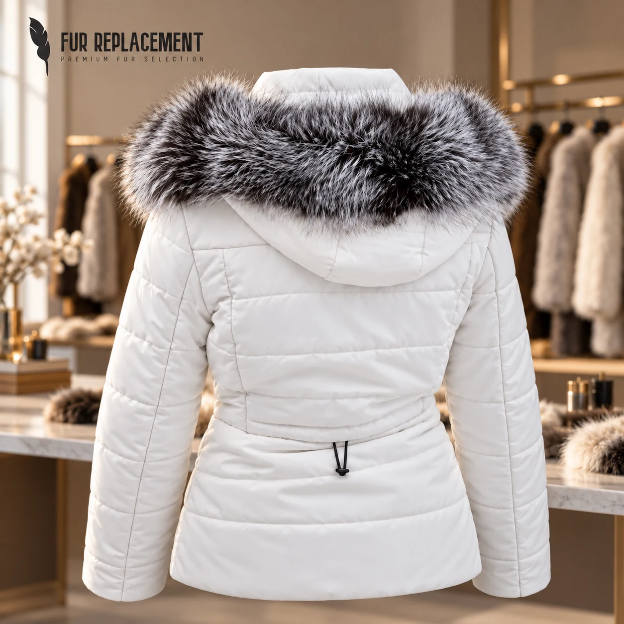 Handmade Premium Silver Fox Fur Trim Hood Replacement Collar