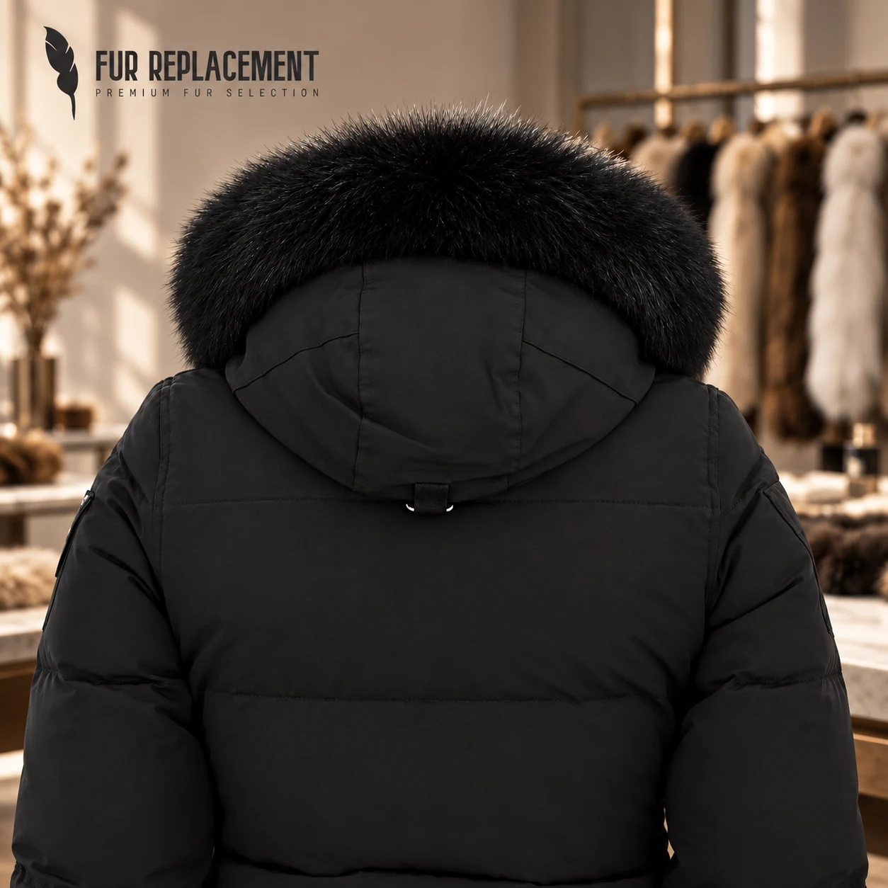 Moose Knuckles Fur Trim Replacement Collar (Black) shown in the Fur Replacement atelier