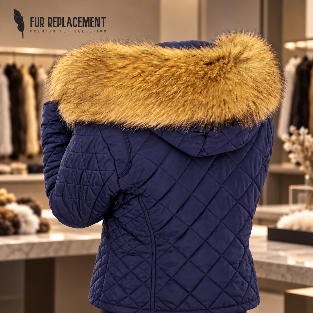 Raccoon Fur Trim Replacement Collar (Dyed Yellow)