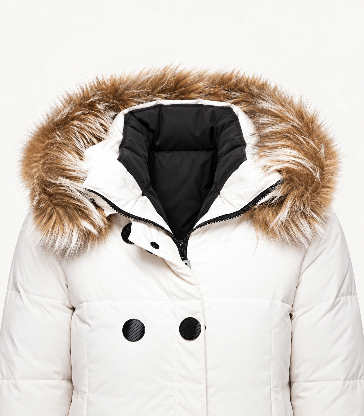 Faux Fur Trim Hood Replacement Collar (Beige And White Raccoon) – product detail 3