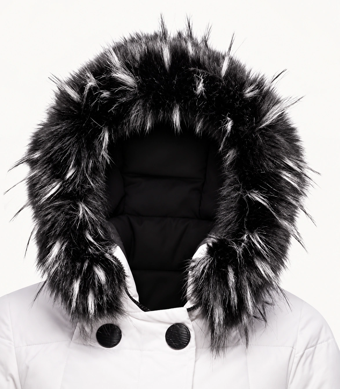 Faux Fur Trim Hood Replacement Collar (Black and White Raccoon) – product detail 2