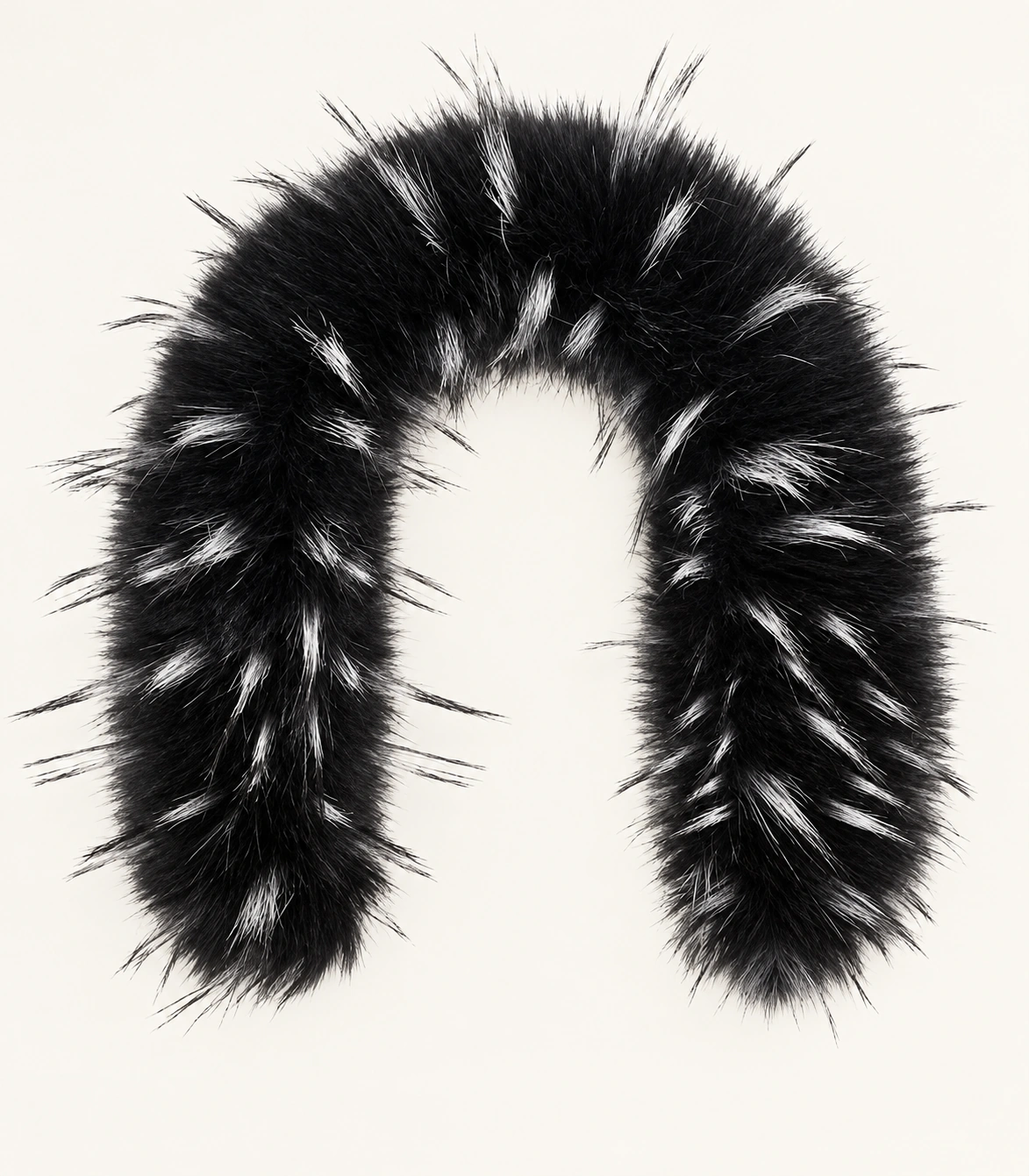 Faux Fur Trim Hood Replacement Collar (Black and White Raccoon) – product detail 3