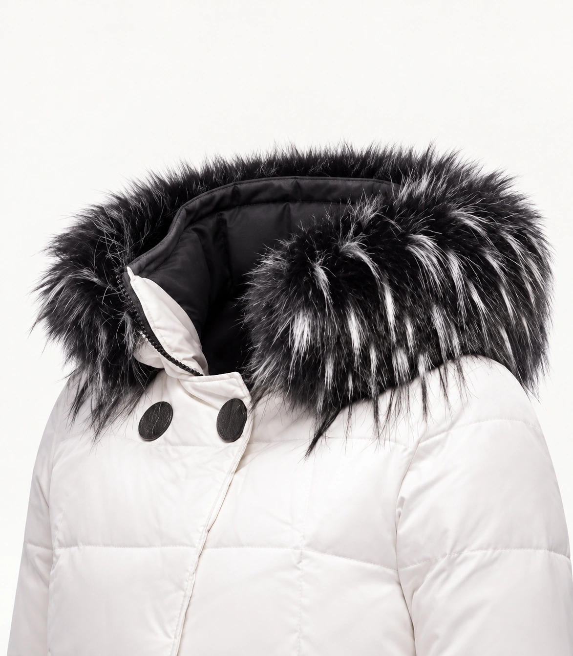 Faux Fur Trim Hood Replacement Collar (Black and White Raccoon) – product detail 4