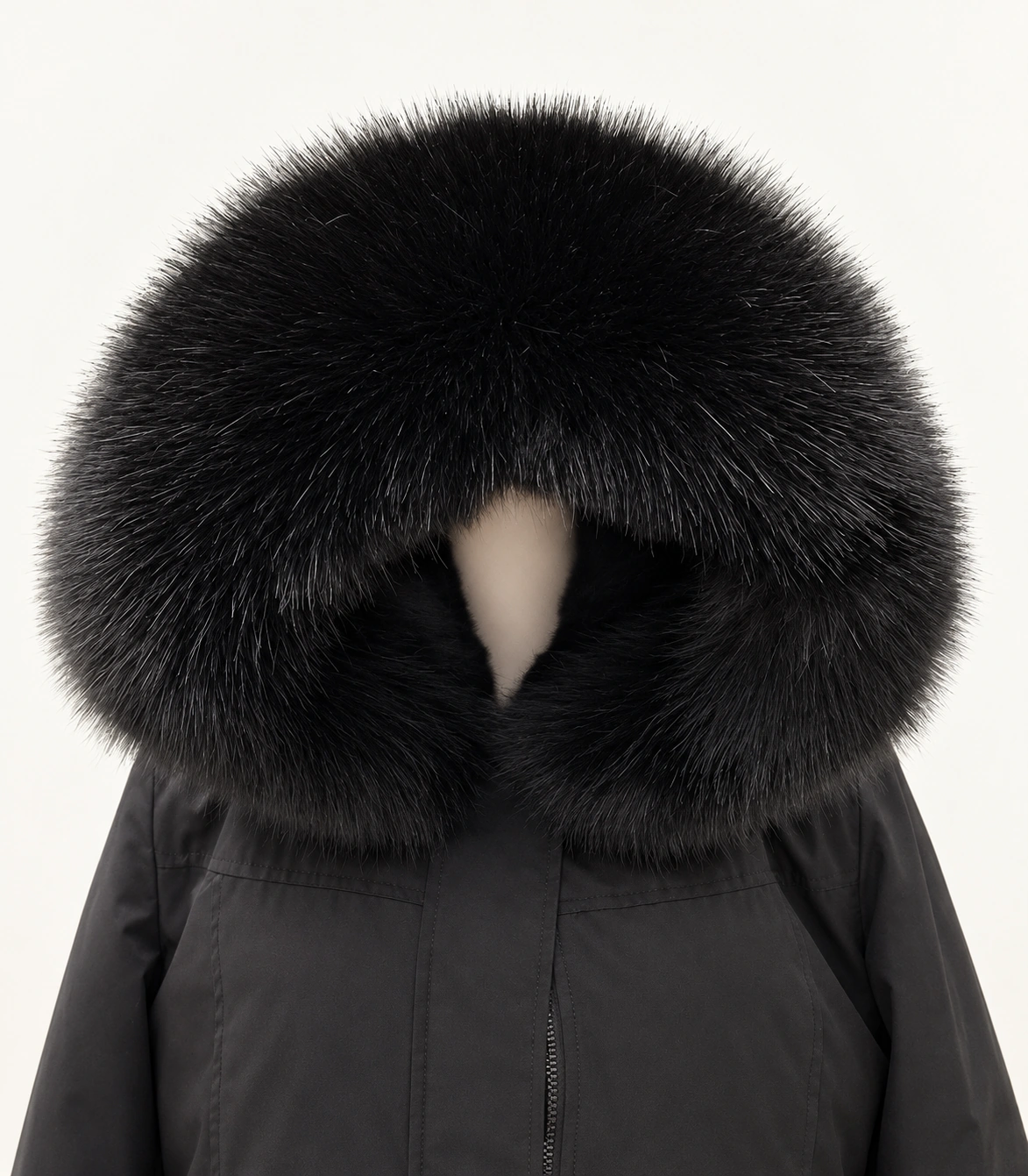 Faux Fur Trim Hood Replacement Collar (Black Fox) – product image