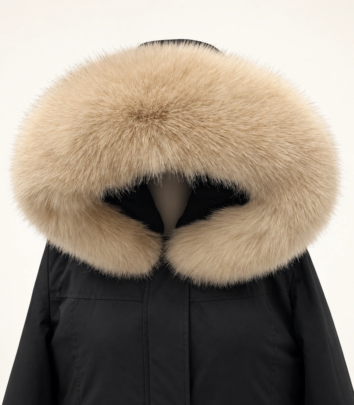 Faux Fur Trim Hood Replacement Collar (Dark khaki Fox) – product image