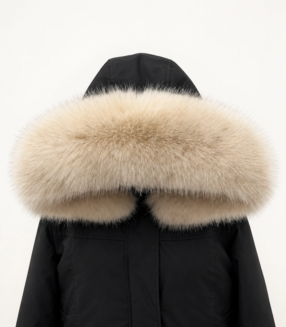 Faux Fur Trim Hood Replacement Collar (Light Khaki Fox) – product image