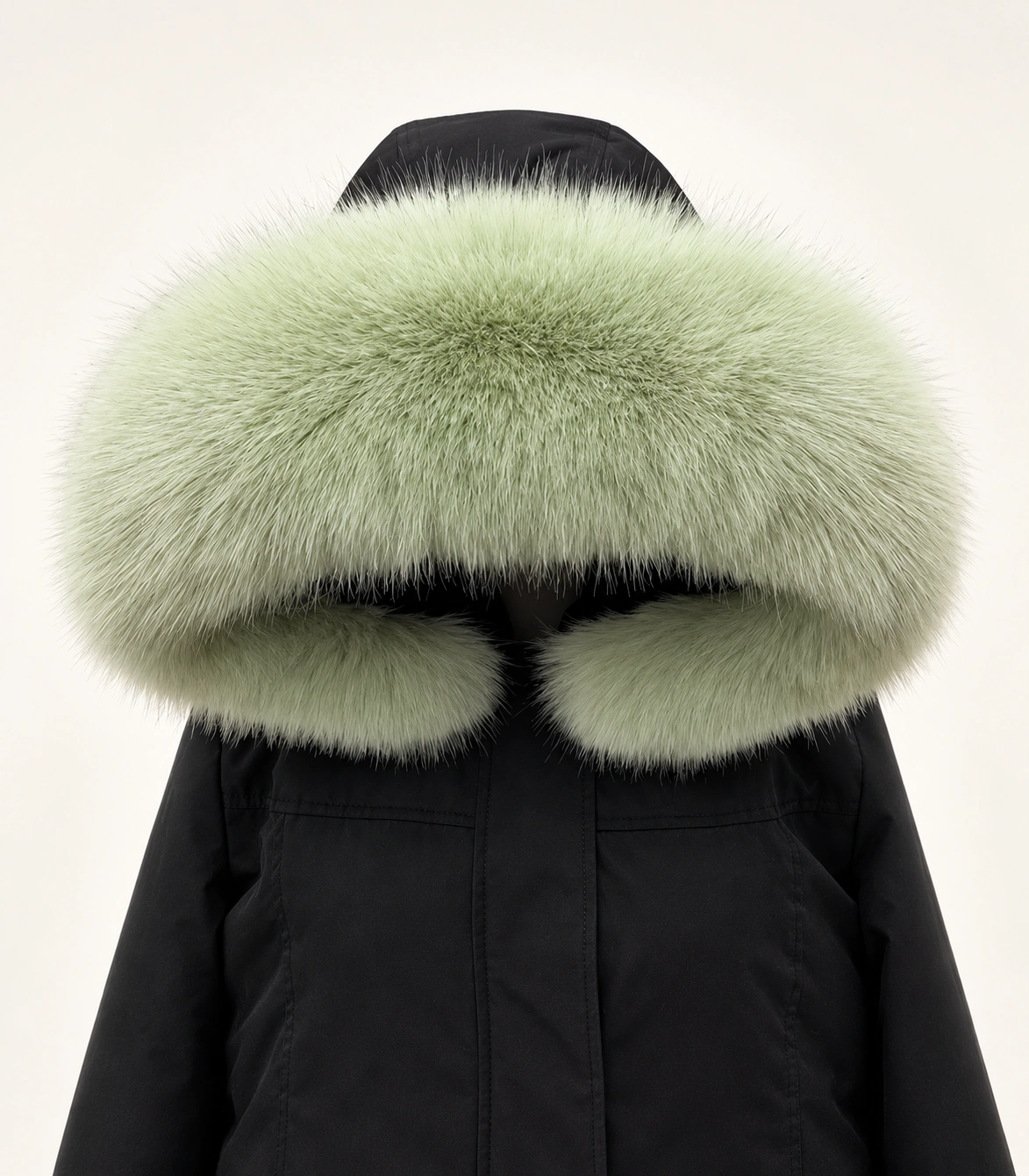 Faux Fur Trim Hood Replacement Collar (Matcha Green Fox) – product image