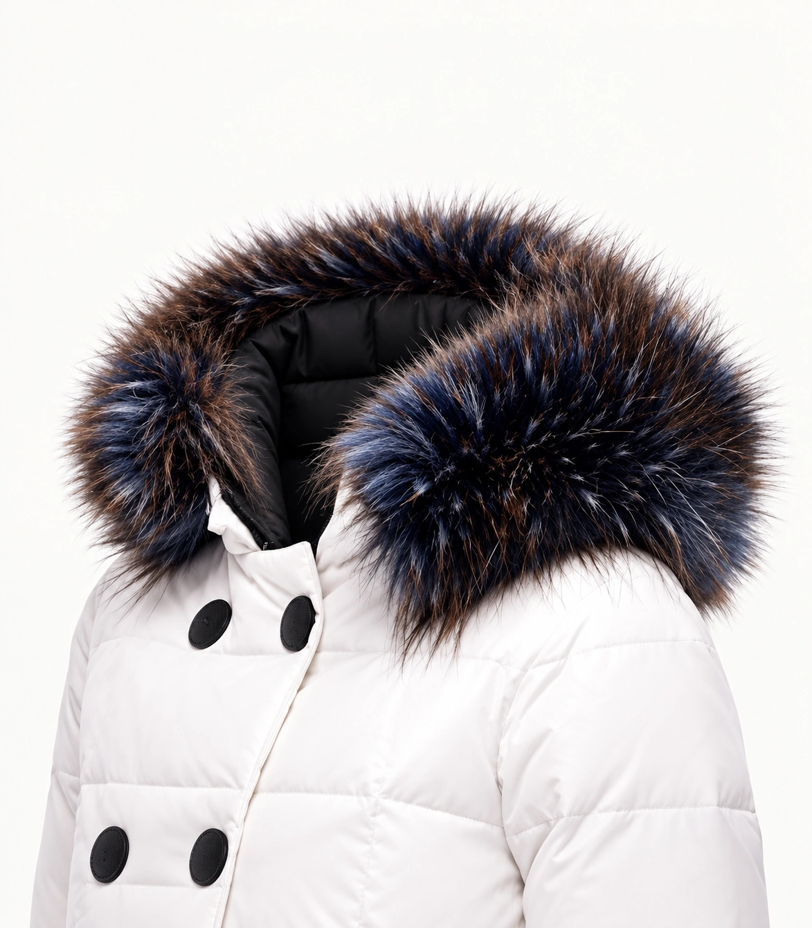 Faux Fur Trim Hood Replacement Collar (Navy Blue Raccoon) – product detail 4