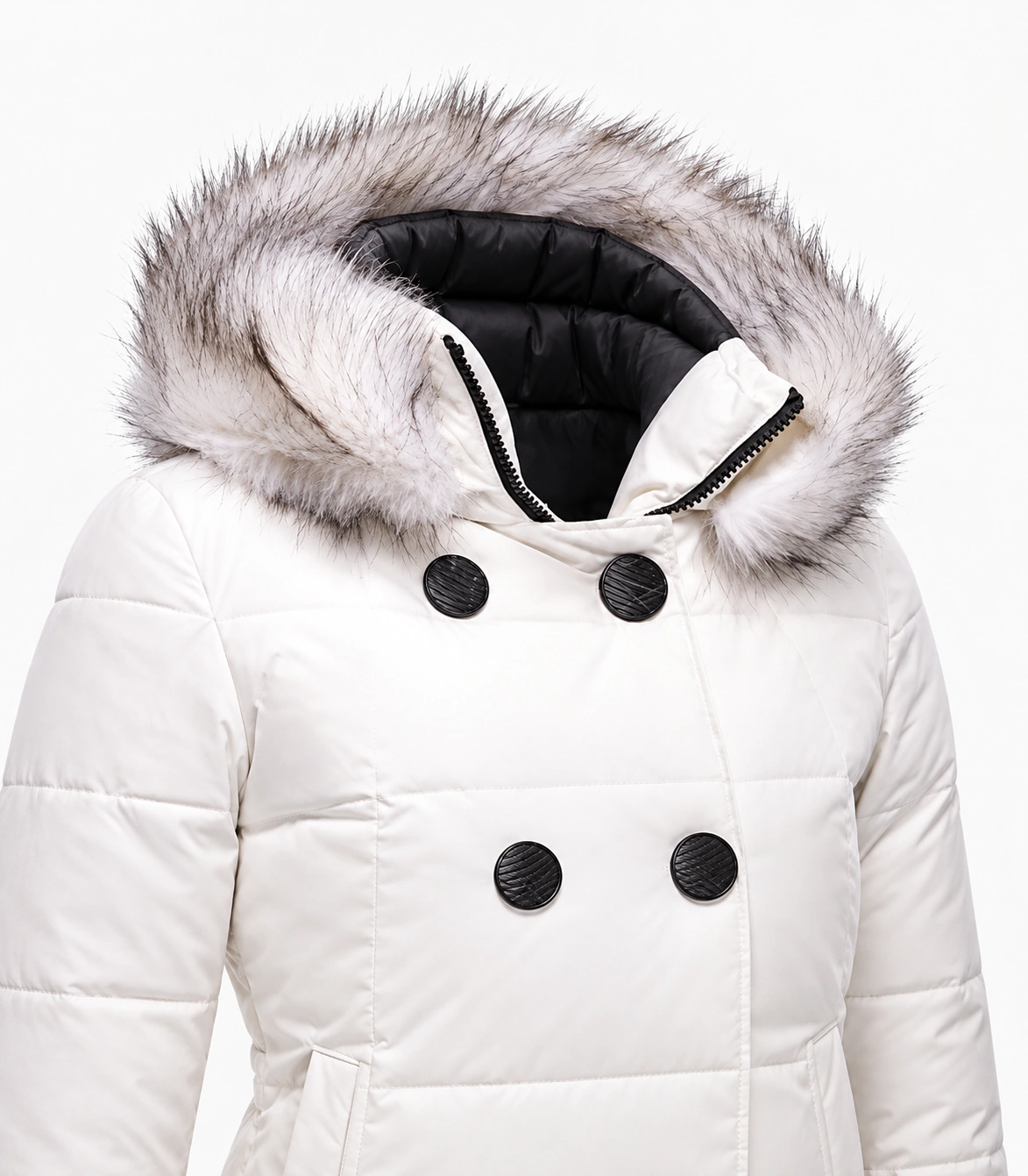 Faux Fur Trim Hood Replacement Collar (White And Black Raccoon) – product detail 3