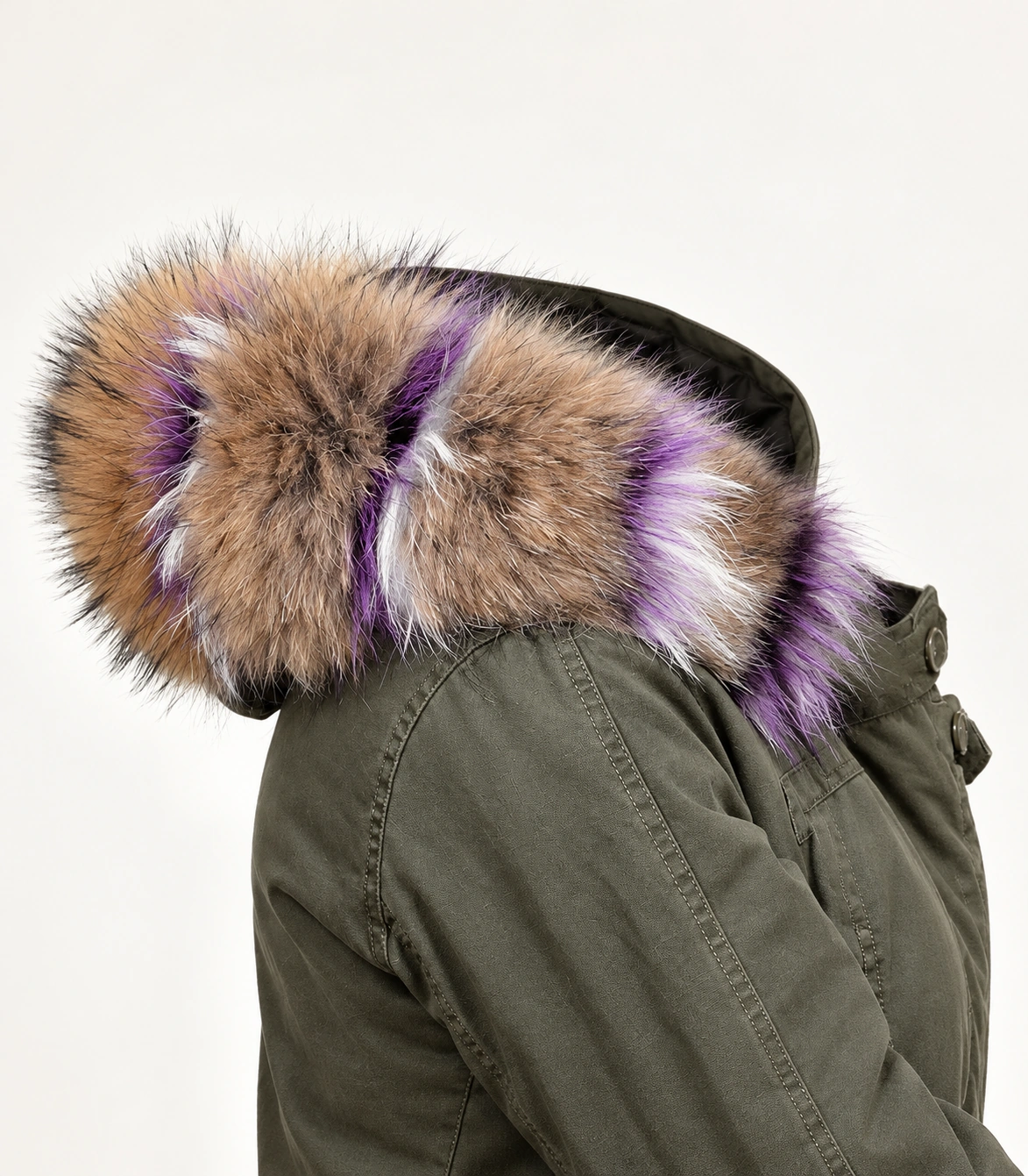 Raccoon Fur Trim Replacement Collar (Brown/Silver/Black )