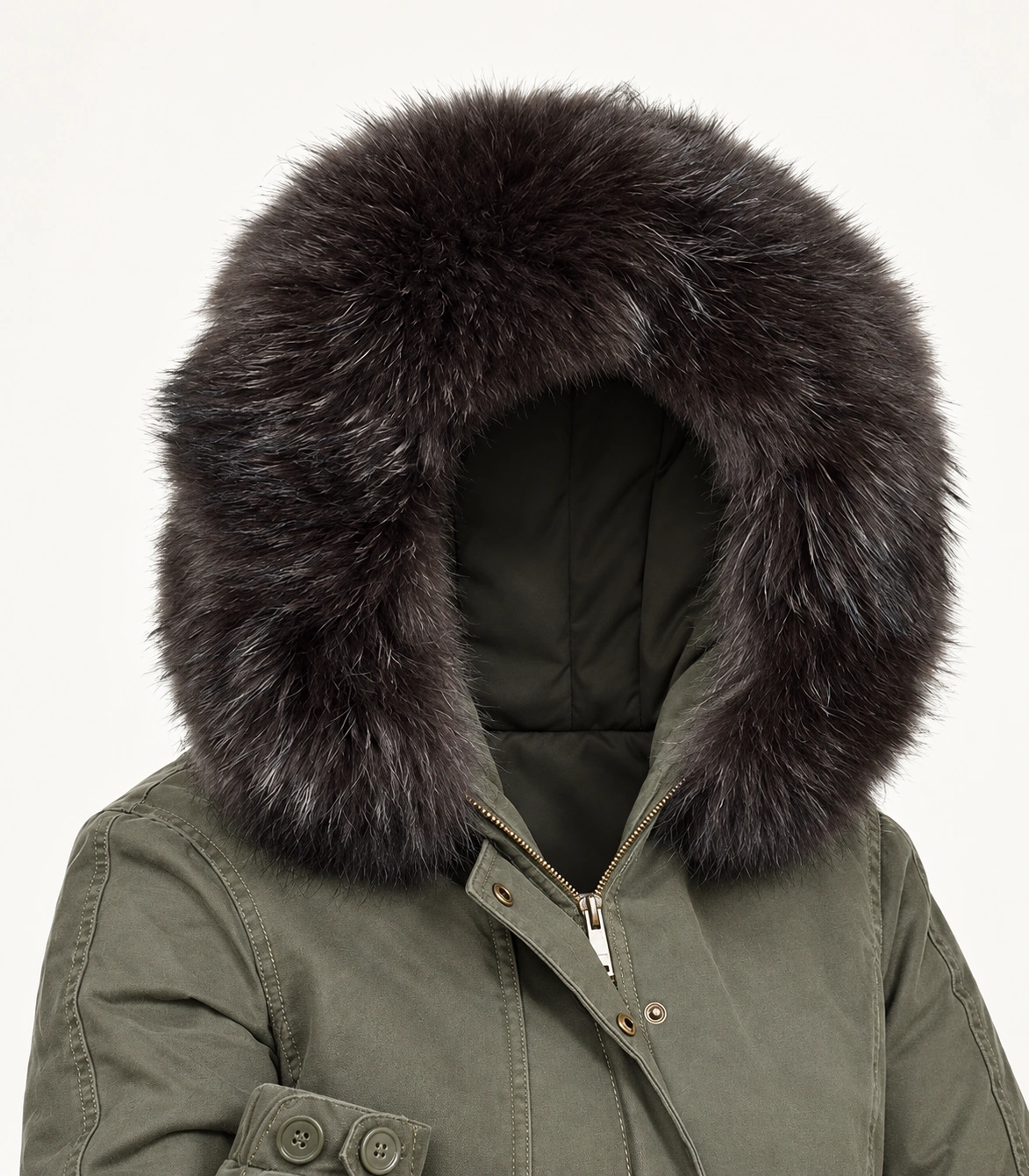 Raccoon Fur Trim Replacement Collar (Dyed Grey)