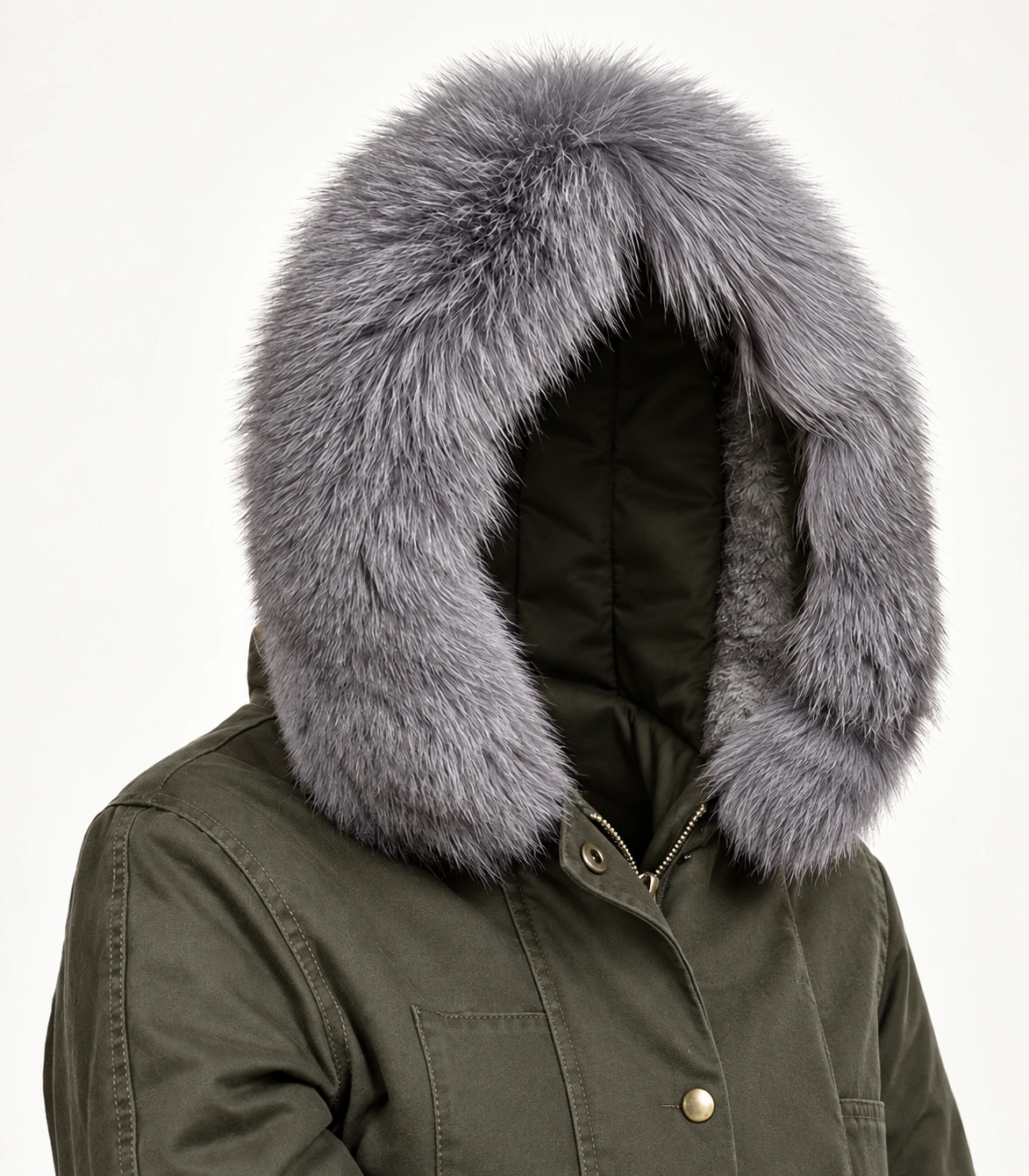 Raccoon Fur Trim Replacement Collar (Grey)