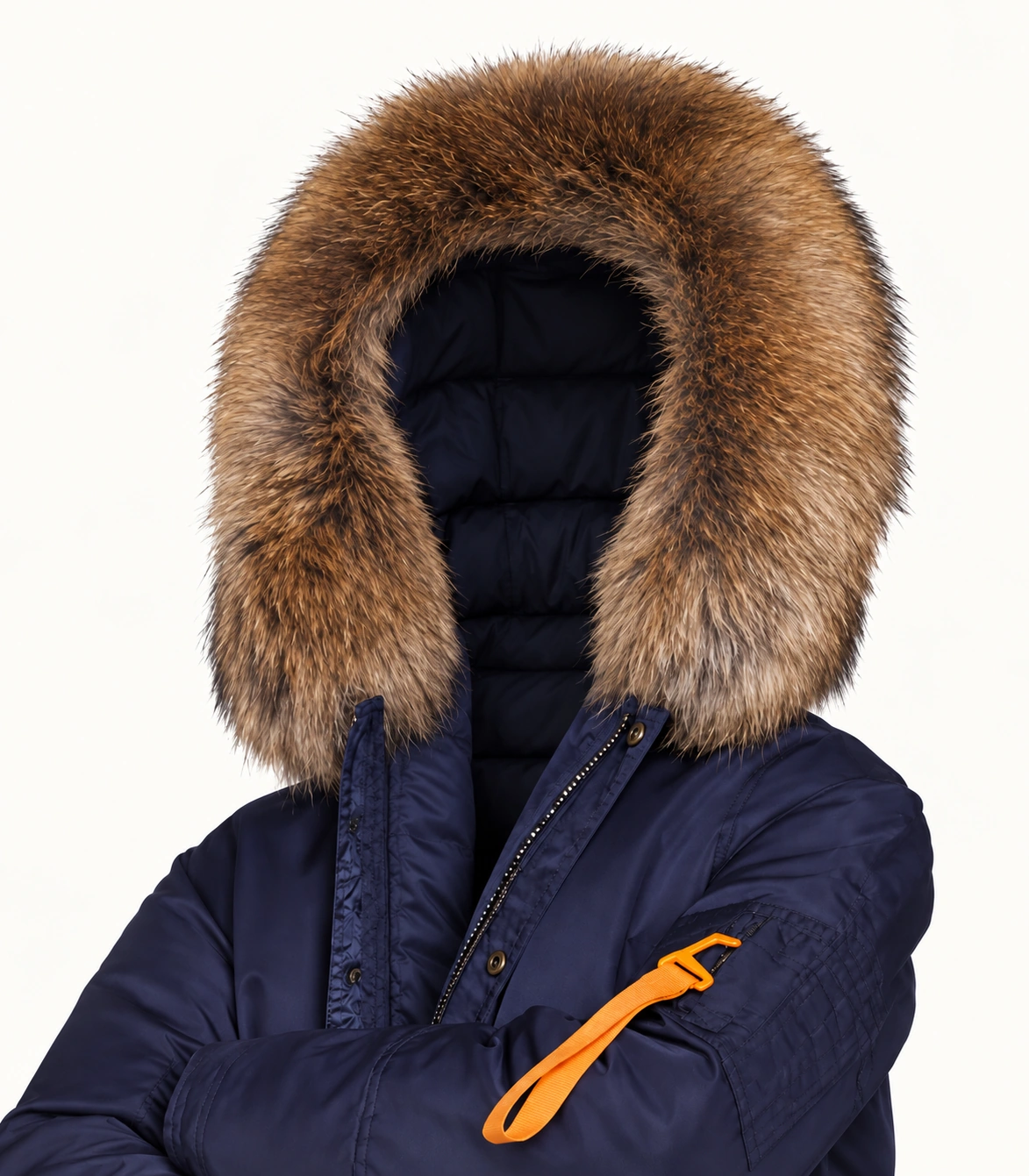 Raccoon Fur Trim Replacement Collar (Navy)